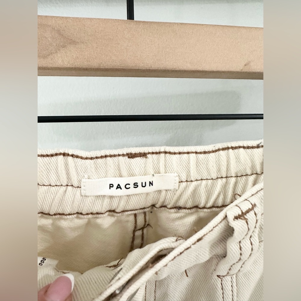 PacSun Elastic Waist Utility Cargo Pants In Bone Size Small - Picture 5 of 6